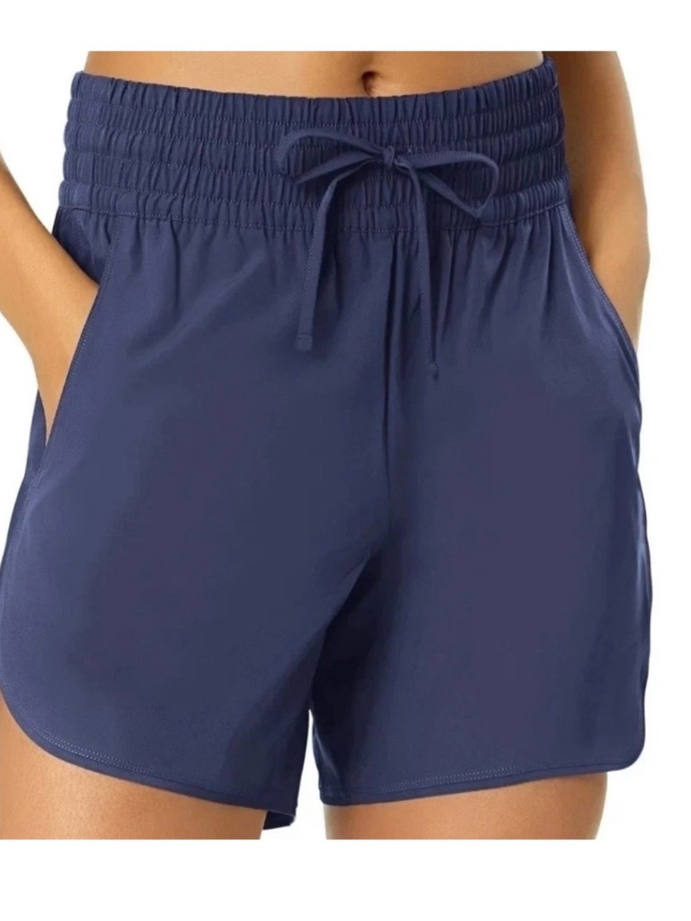 Lands End Womens Navy Blue Board Shorts UPF 50 Quick Dry